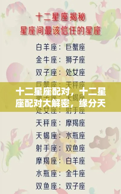 十二星座配对揭秘,性格互补还是缘分天定?