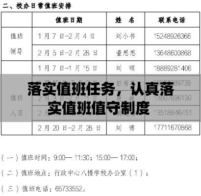 落实值班任务，认真落实值班值守制度 
